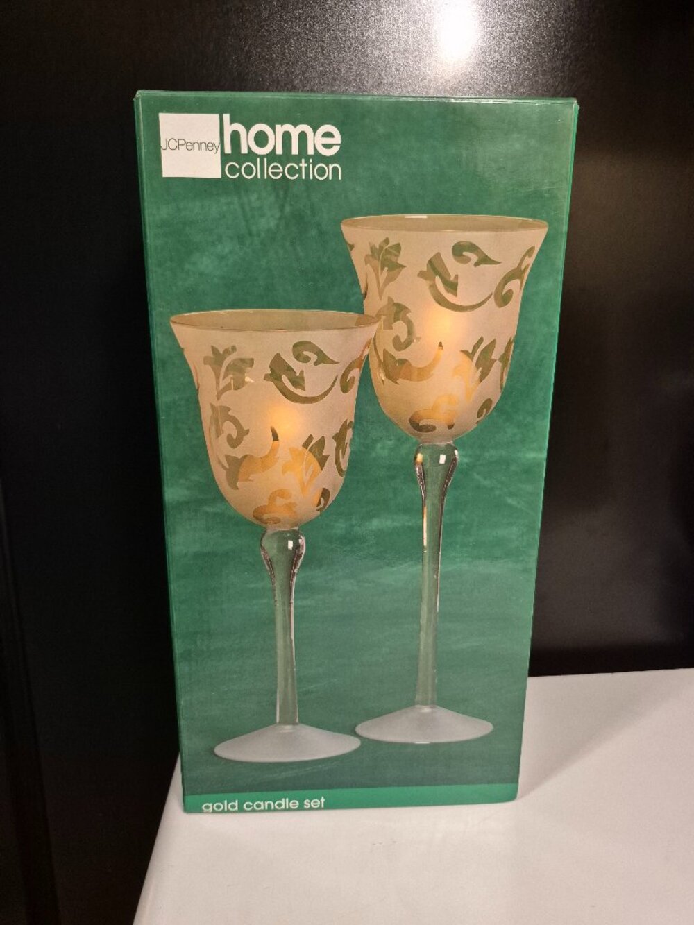 VINTAGE GOLD CANDLE SET (2)